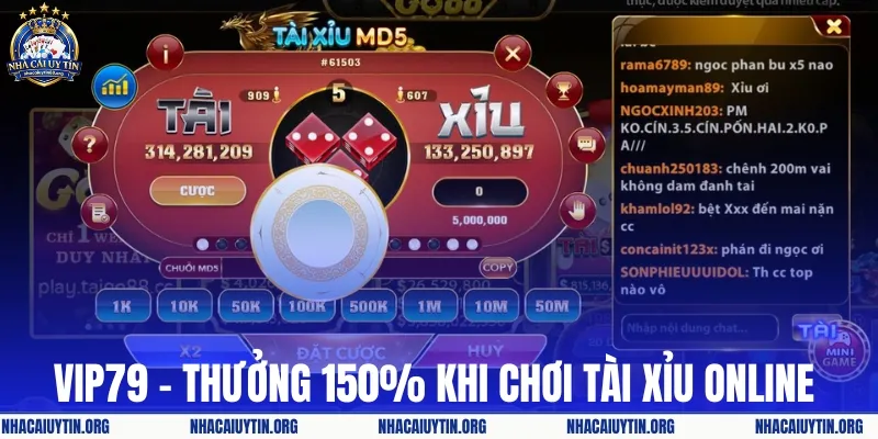 Vip79 - Thưởng lên đến 150% khi chơi tài xỉu online